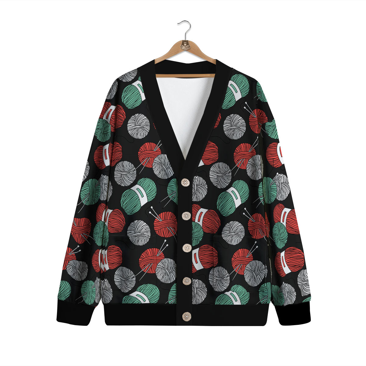 Yarn Knitting Print Pattern Cardigan-grizzshop