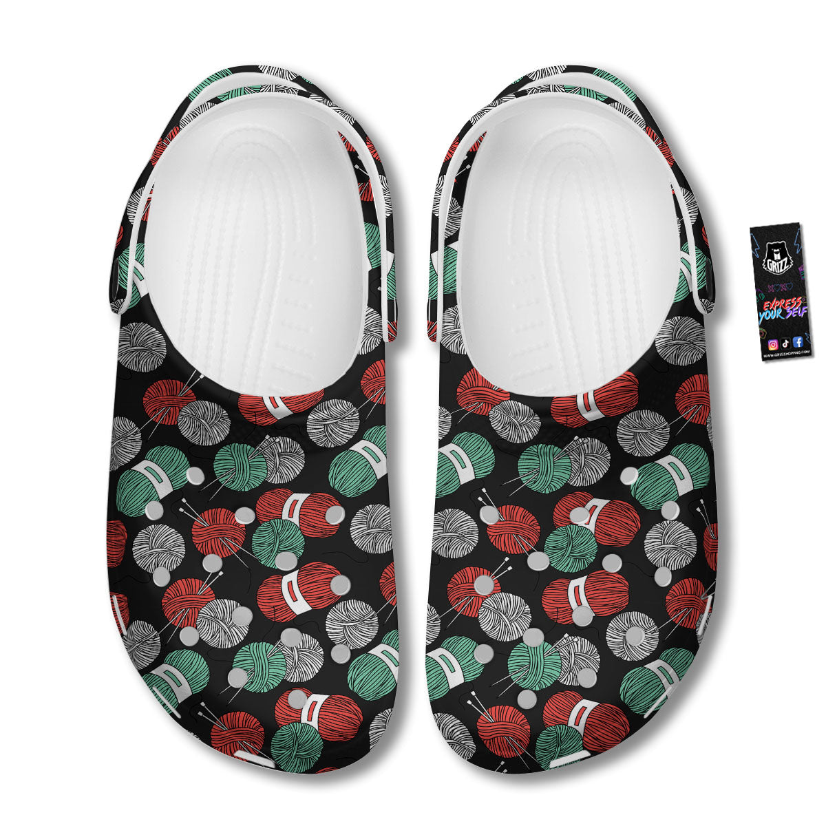 Yarn Knitting Print Pattern Clog-grizzshop
