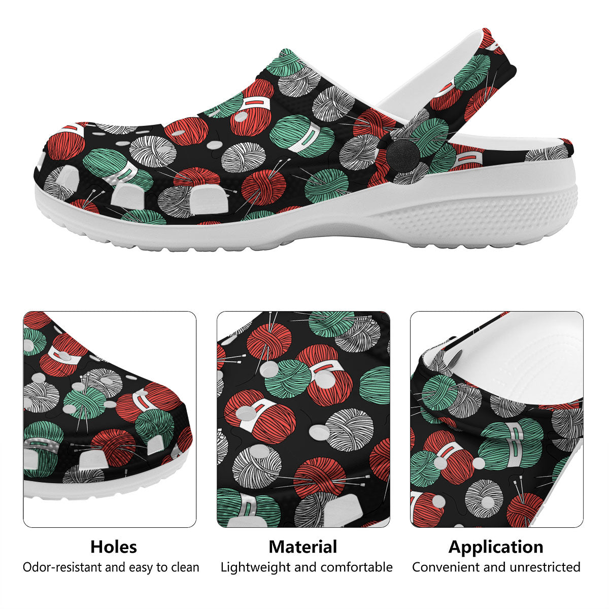 Yarn Knitting Print Pattern Clog-grizzshop