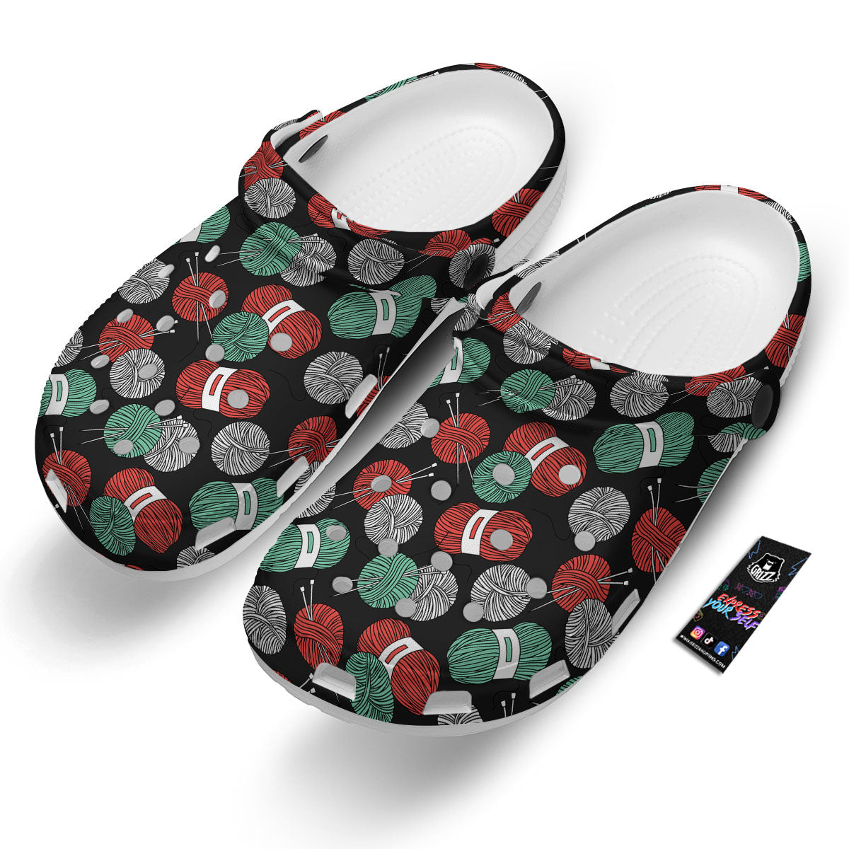 Yarn Knitting Print Pattern Clog-grizzshop