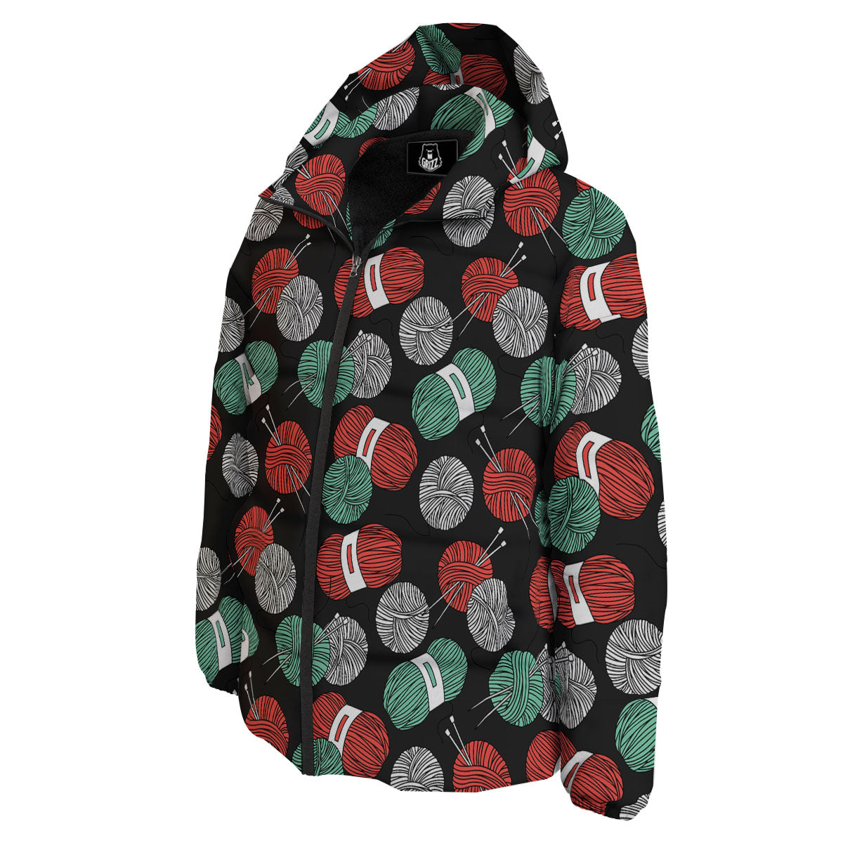 Yarn Knitting Print Pattern Down Jacket-grizzshop