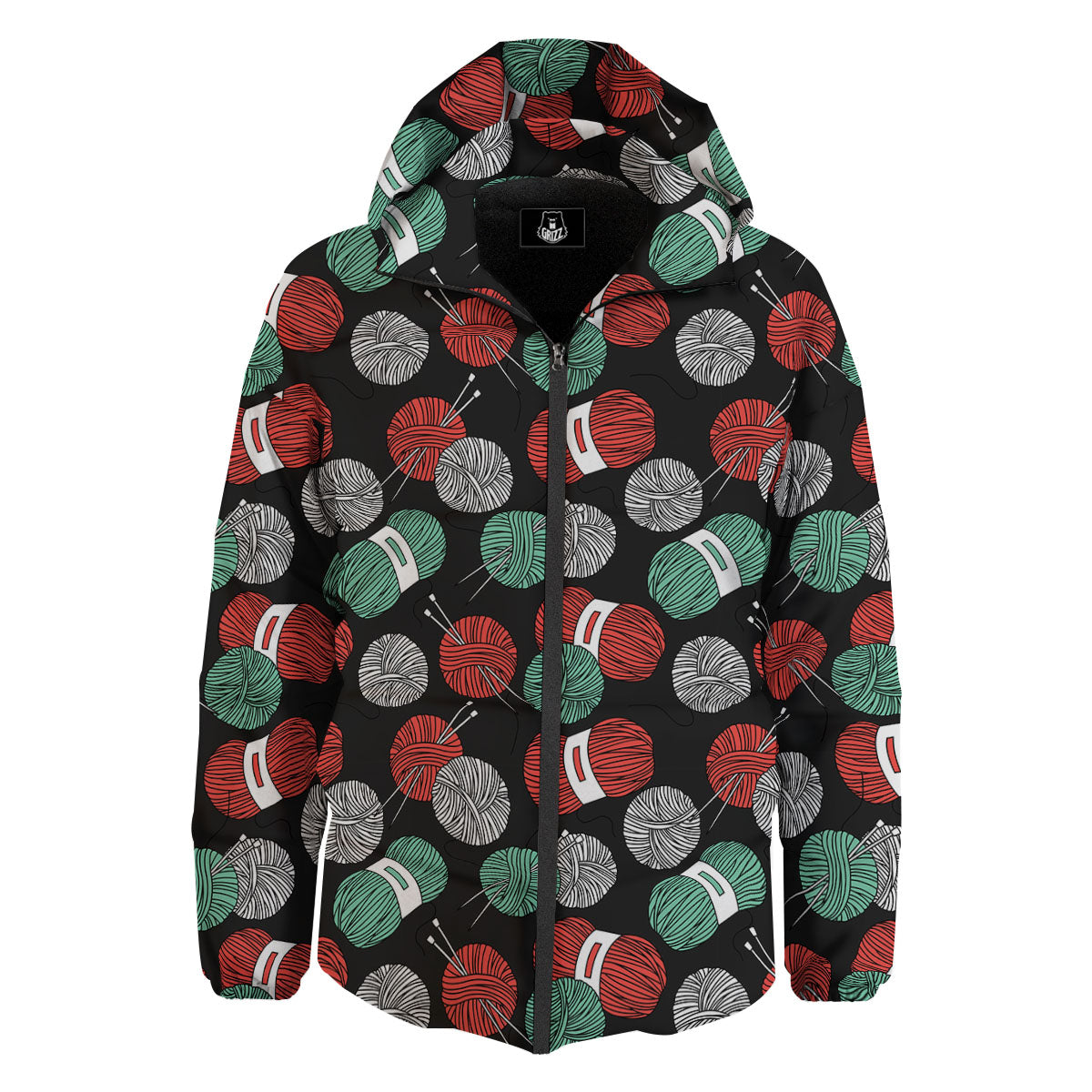 Yarn Knitting Print Pattern Down Jacket-grizzshop