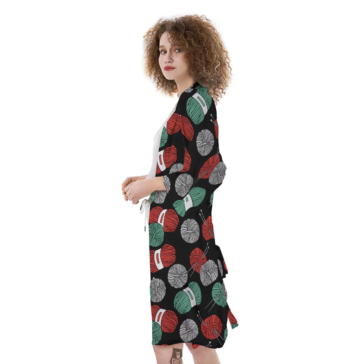 Yarn Knitting Print Pattern Kimono-grizzshop