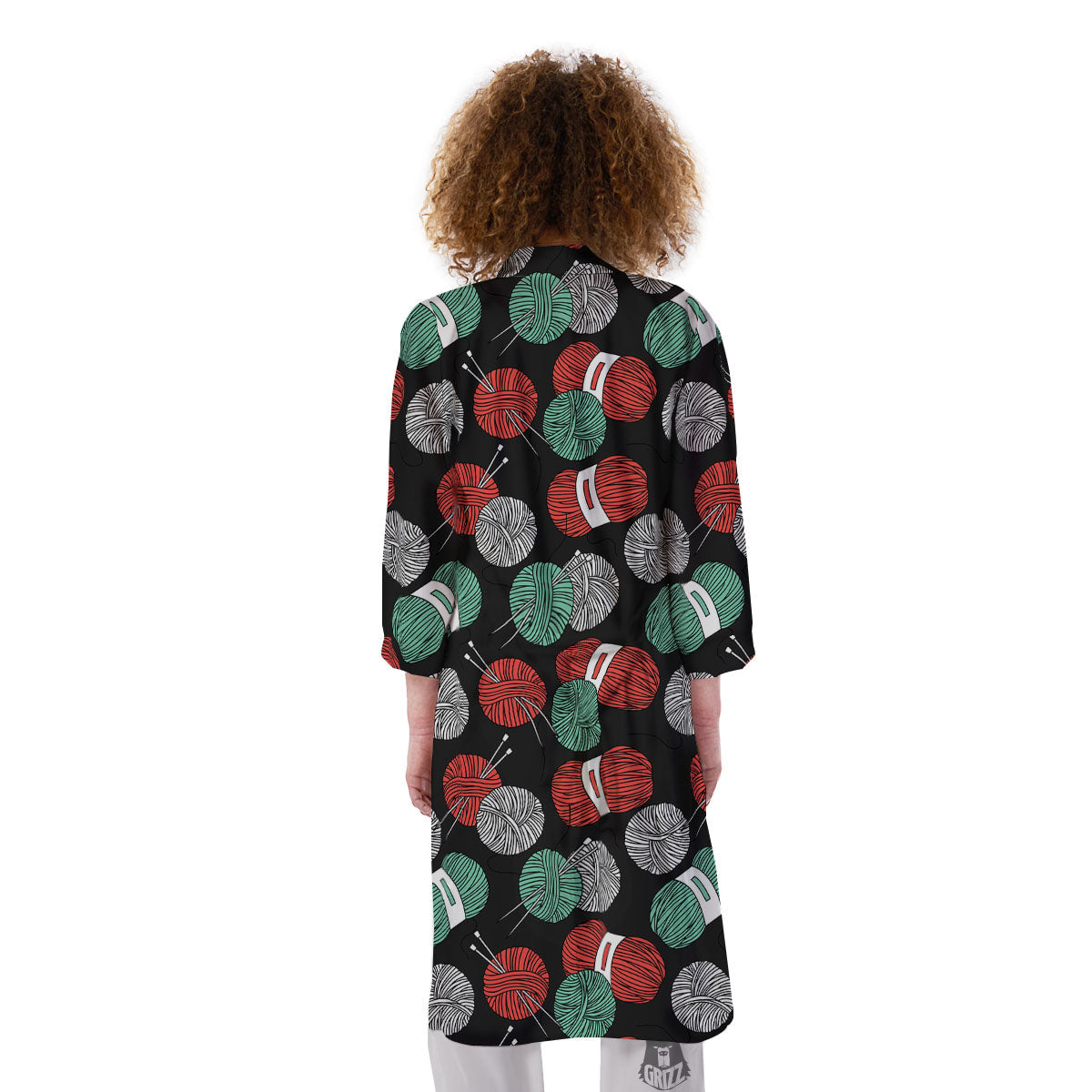 Yarn Knitting Print Pattern Kimono-grizzshop