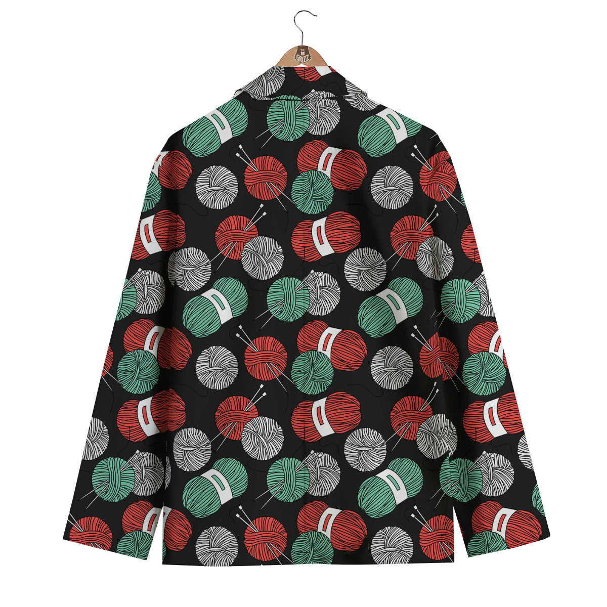 Yarn Knitting Print Pattern Men's Blazer-grizzshop