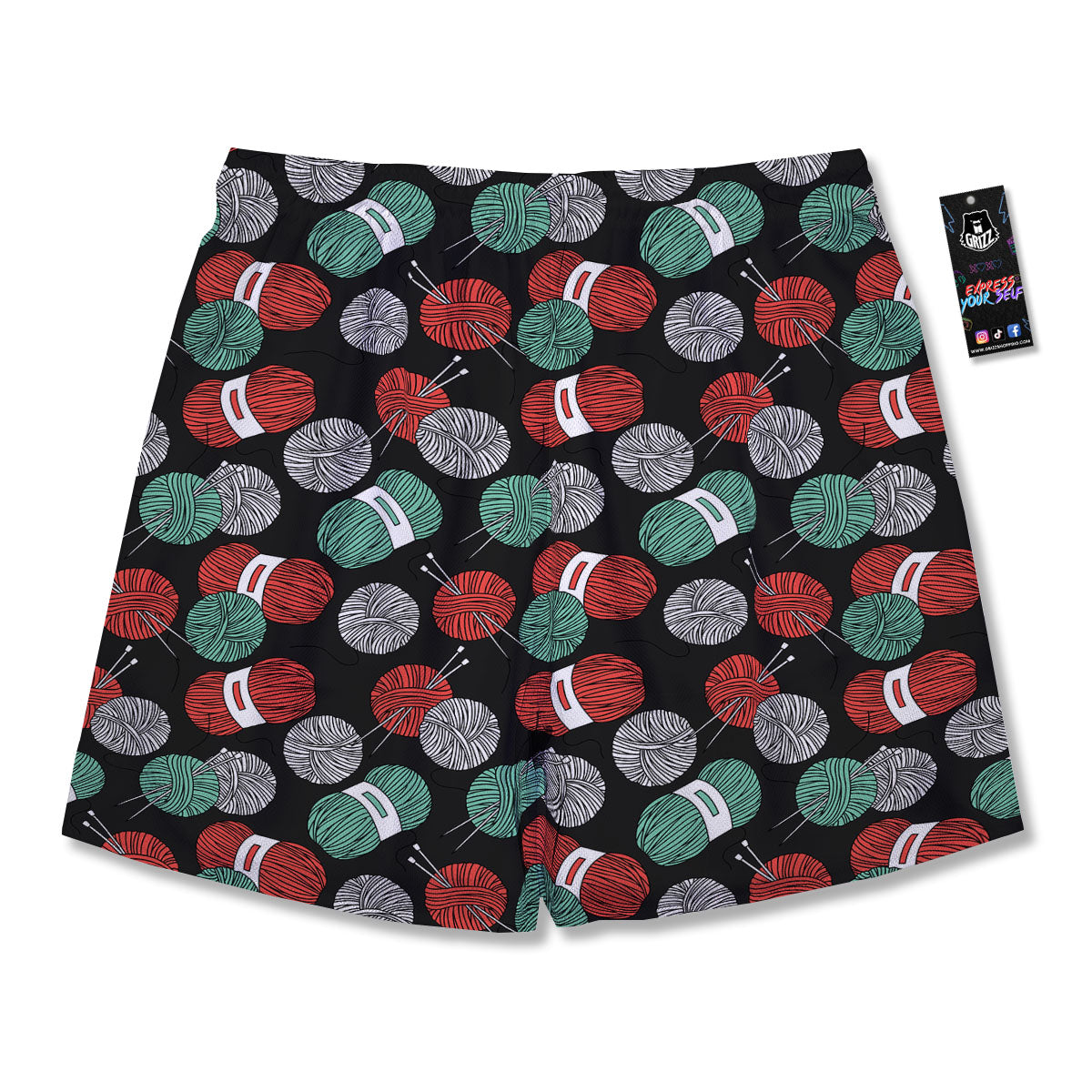 Yarn Knitting Print Pattern Men's Running Shorts-grizzshop