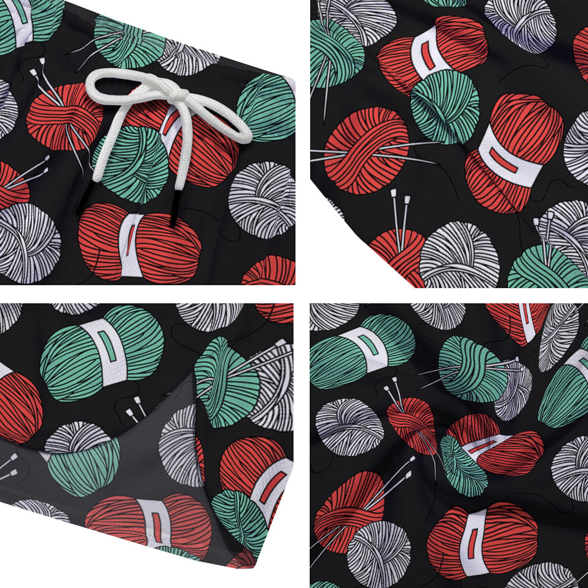Yarn Knitting Print Pattern Men's Running Shorts-grizzshop
