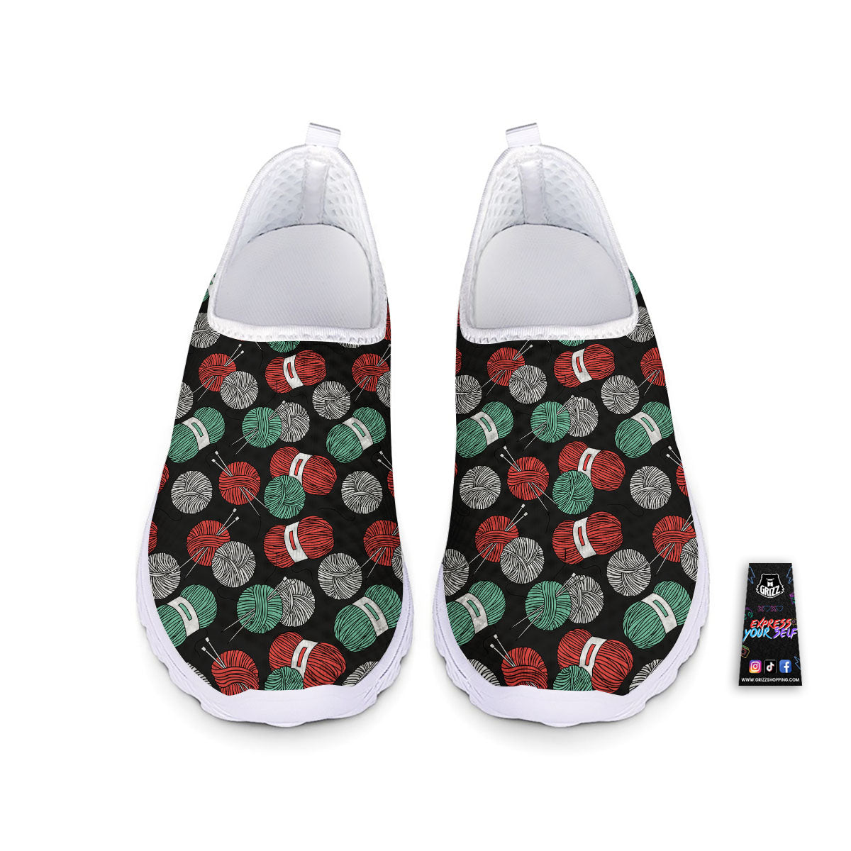 Yarn Knitting Print Pattern Nurse Shoes-grizzshop