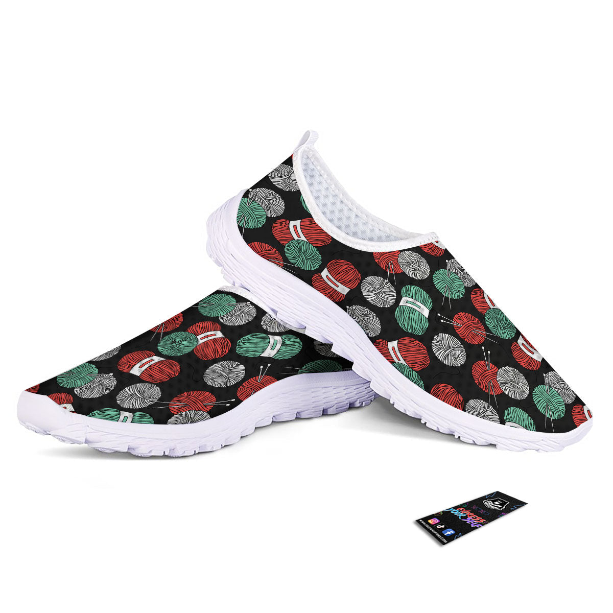Yarn Knitting Print Pattern Nurse Shoes-grizzshop