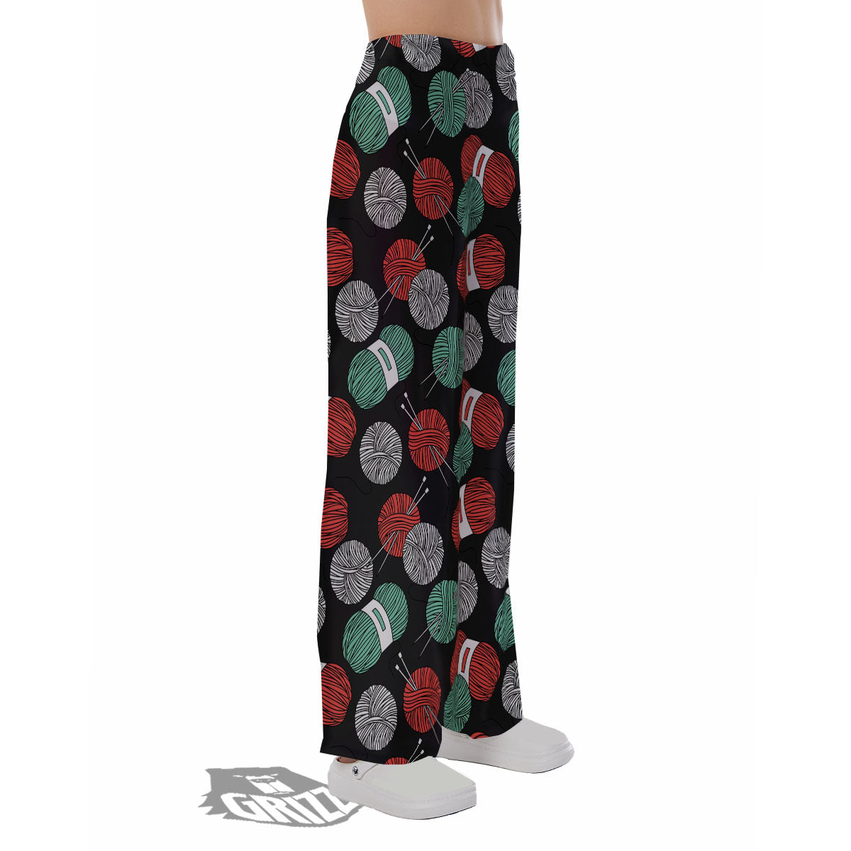 Yarn Knitting Print Pattern Pajama Pants-grizzshop