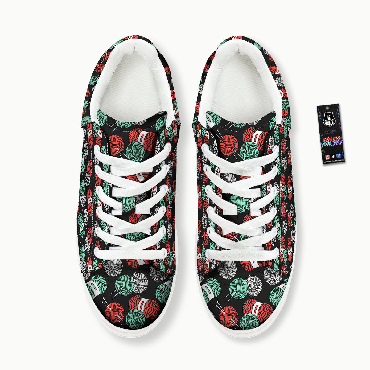 Yarn Knitting Print Pattern Platform Shoes-grizzshop