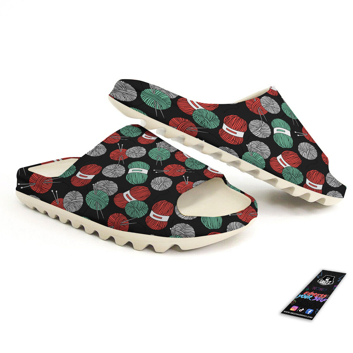 Yarn Knitting Print Pattern Sandals-grizzshop