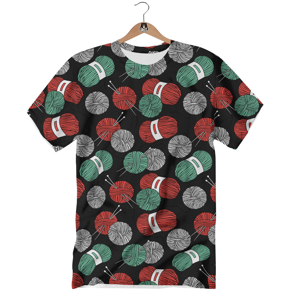 Yarn Knitting Print Pattern T-Shirt-grizzshop