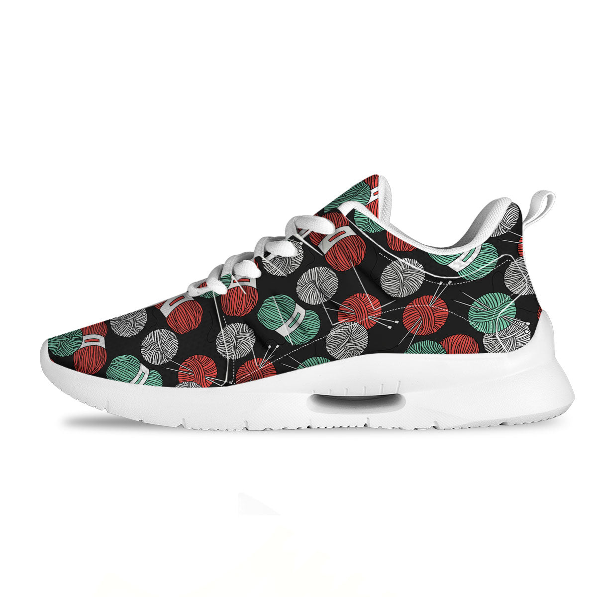 Yarn Knitting Print Pattern Tennis Shoes-grizzshop