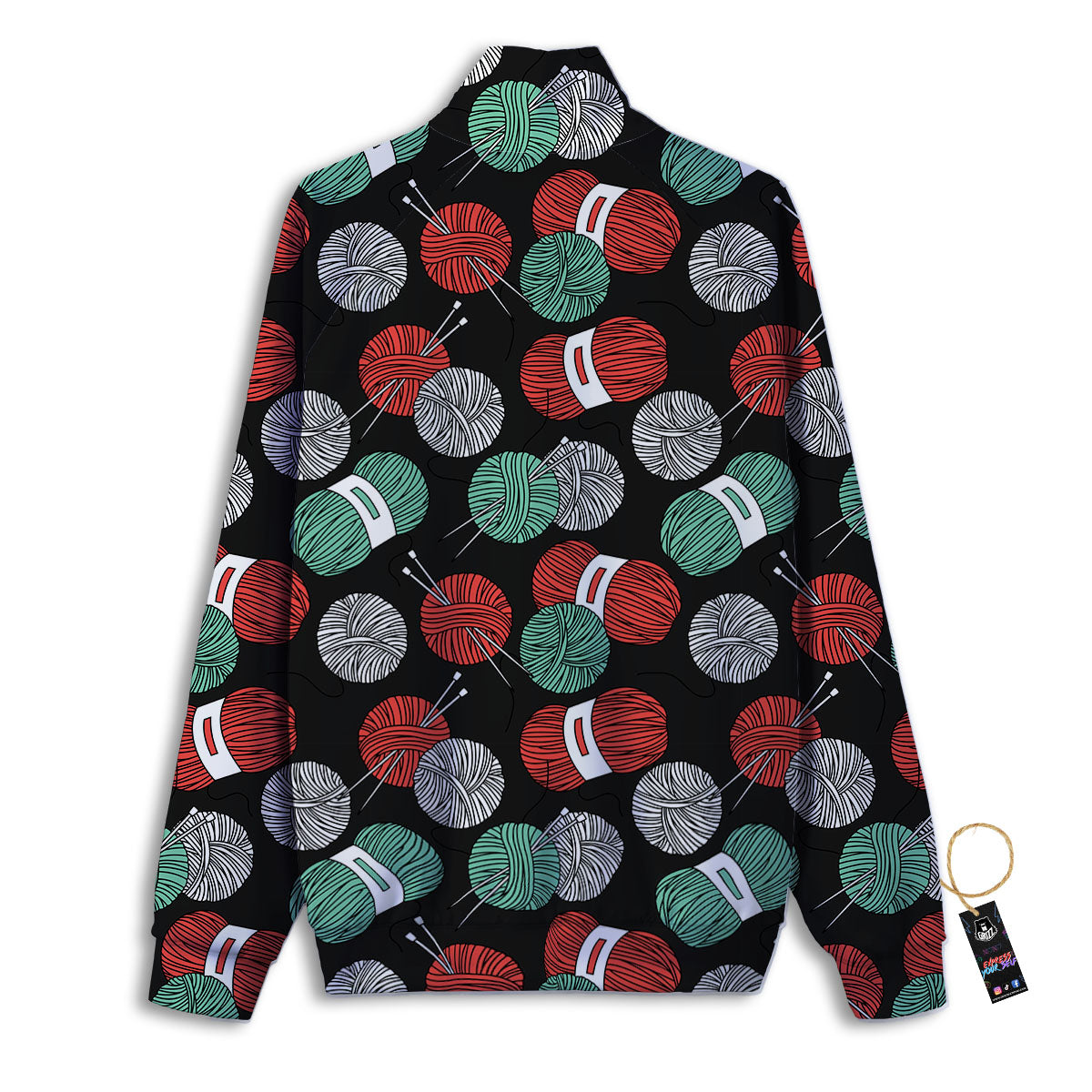 Yarn Knitting Print Pattern Track Jacket-grizzshop