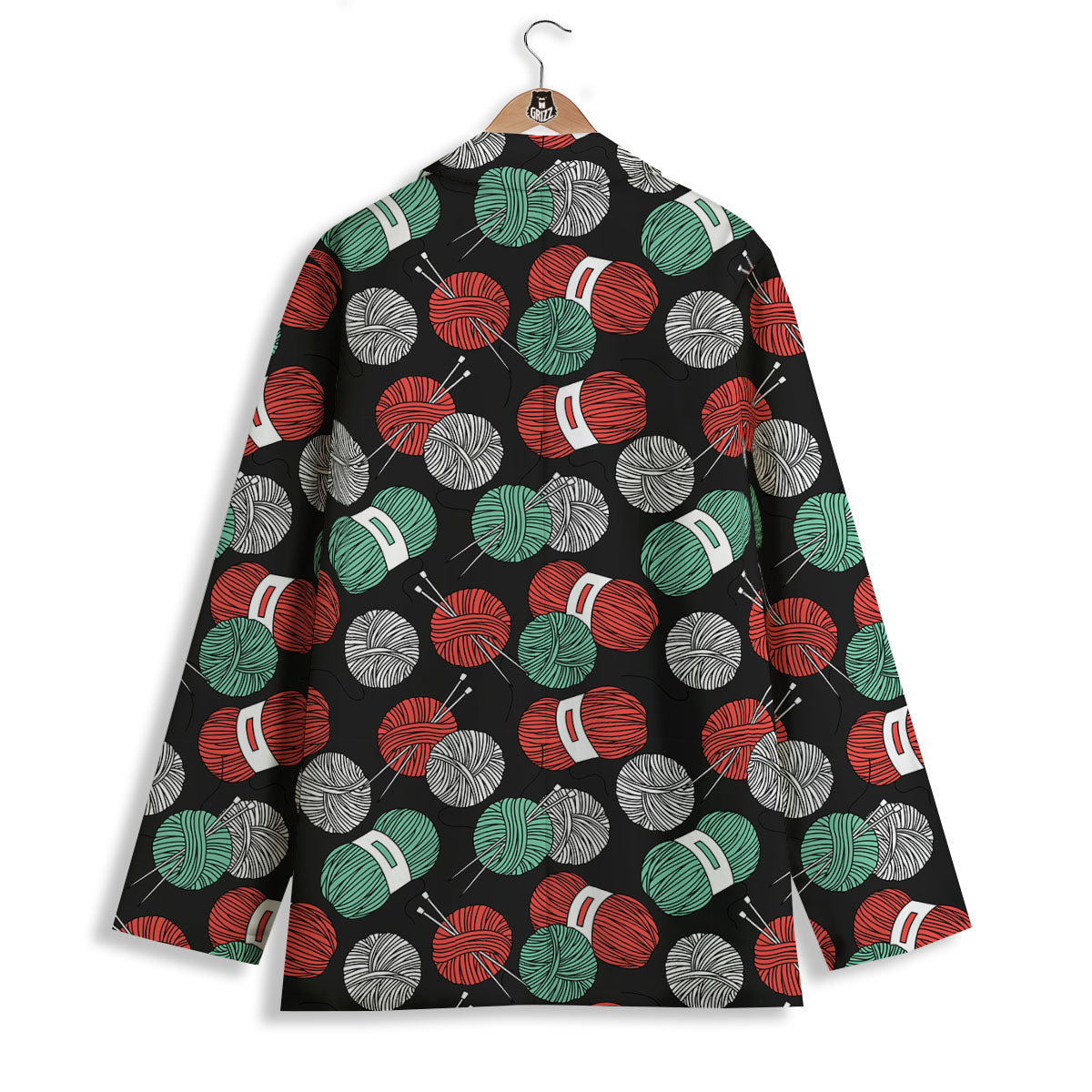 Yarn Knitting Print Pattern Women's Blazer-grizzshop
