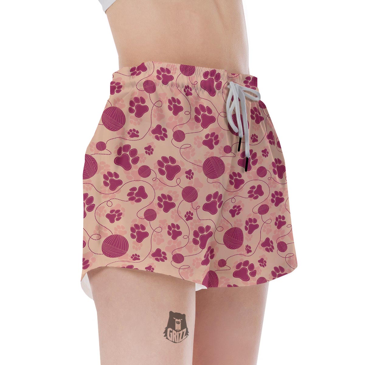 Yarn Paw Print Women's Shorts-grizzshop