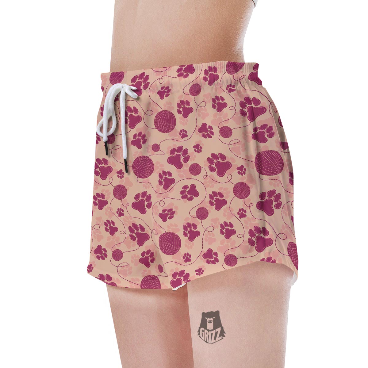 Yarn Paw Print Women's Shorts-grizzshop