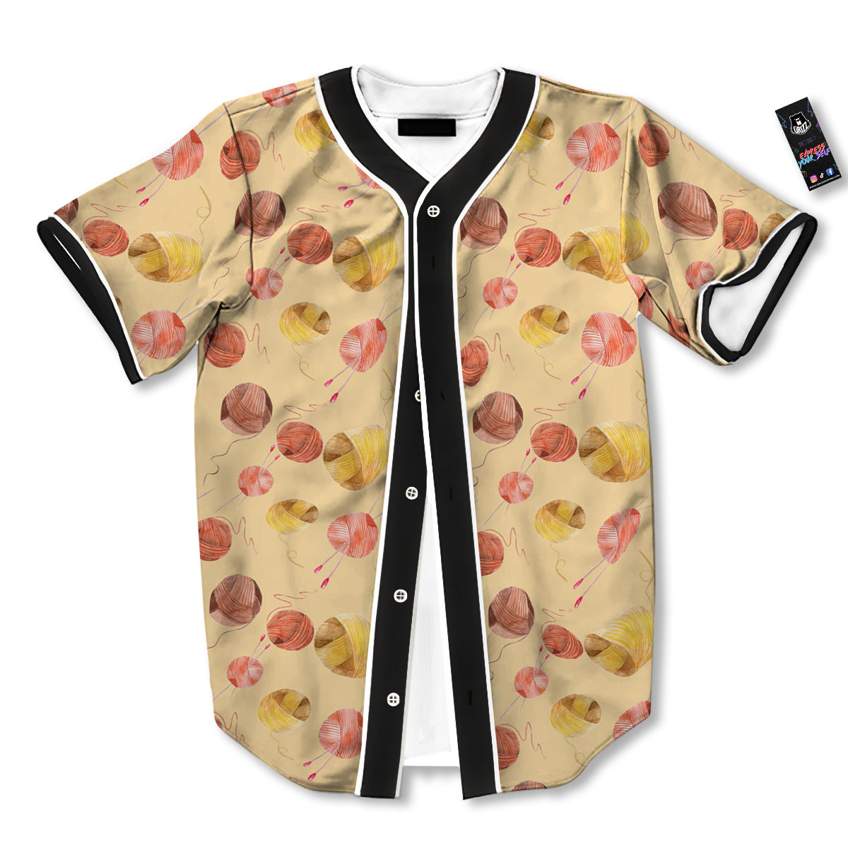 Yarn Watercolor Print Pattern Baseball Jersey-grizzshop
