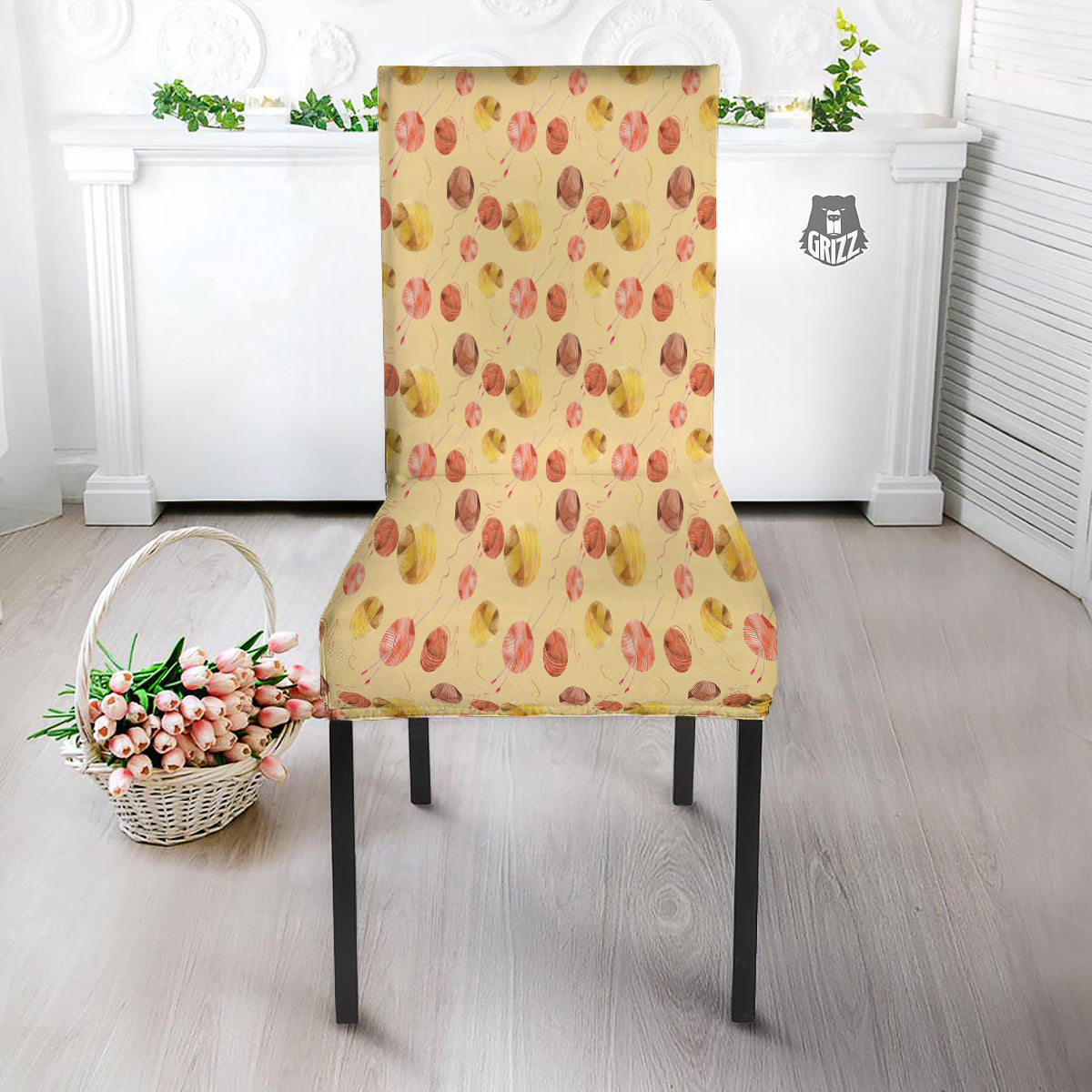 Yarn Watercolor Print Pattern Dining Chair Slipcover-grizzshop