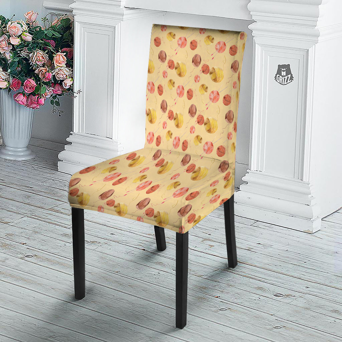 Yarn Watercolor Print Pattern Dining Chair Slipcover-grizzshop