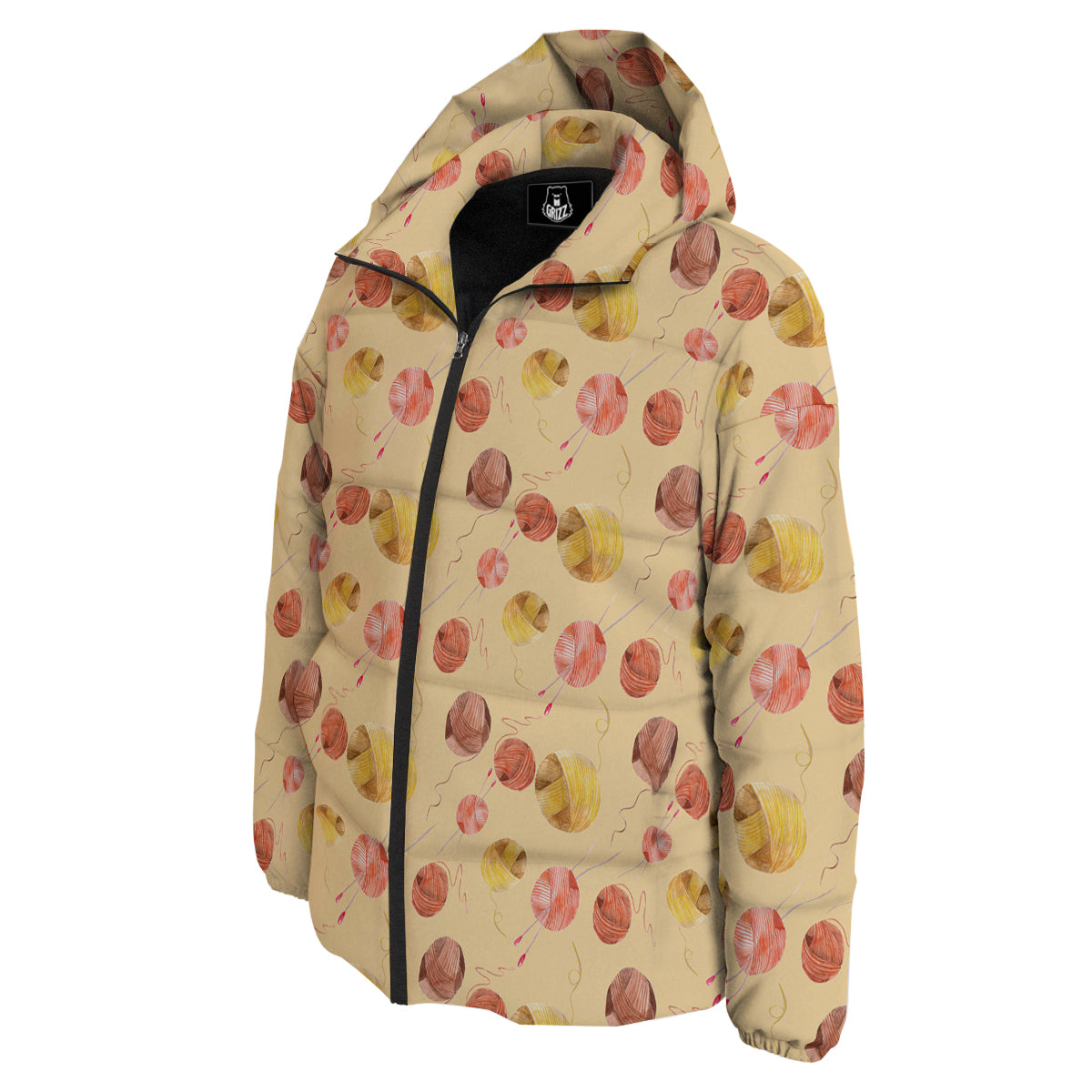 Yarn Watercolor Print Pattern Down Jacket-grizzshop