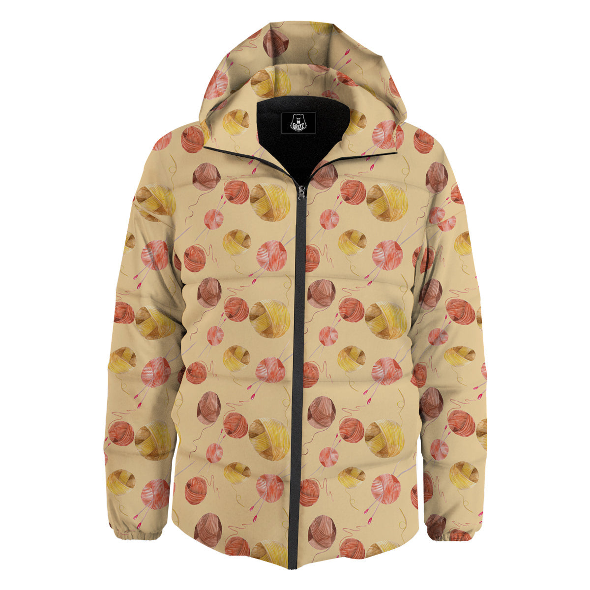 Yarn Watercolor Print Pattern Down Jacket-grizzshop