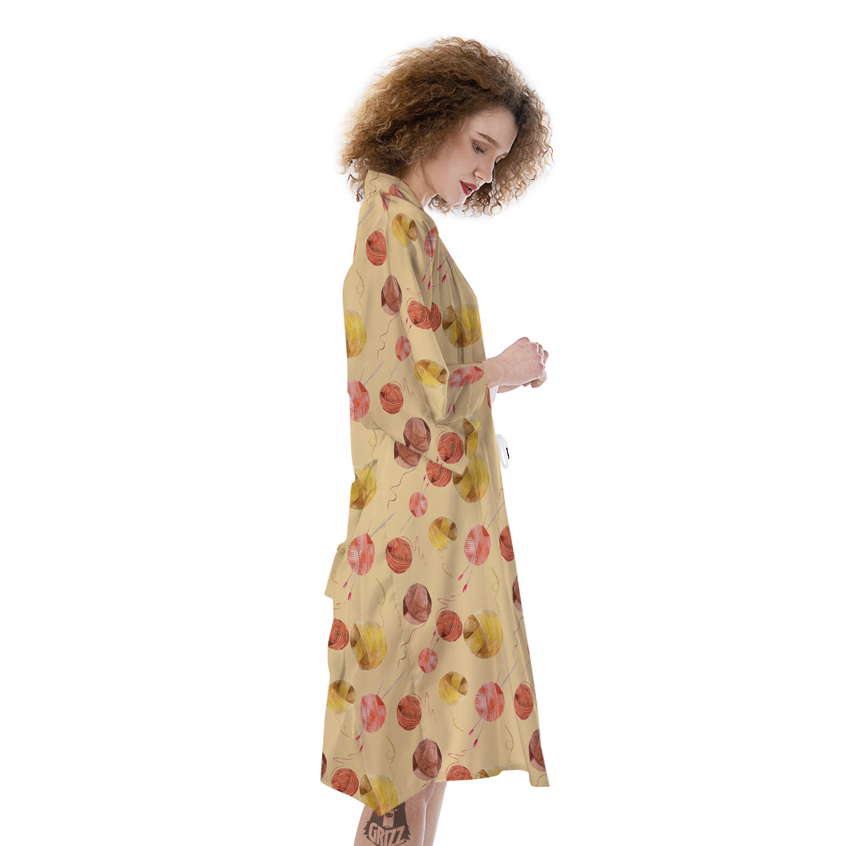 Yarn Watercolor Print Pattern Kimono-grizzshop