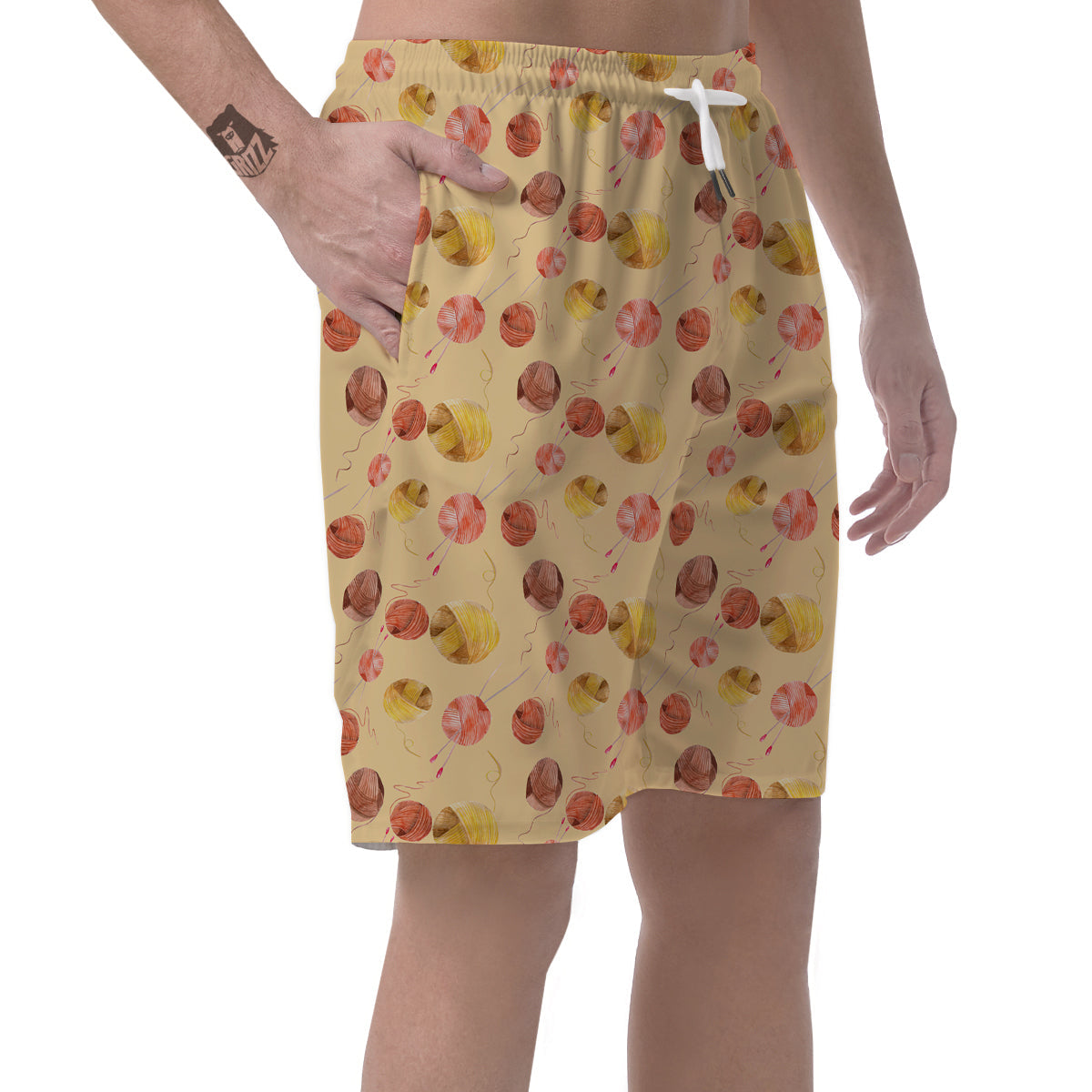 Yarn Watercolor Print Pattern Men's Shorts-grizzshop
