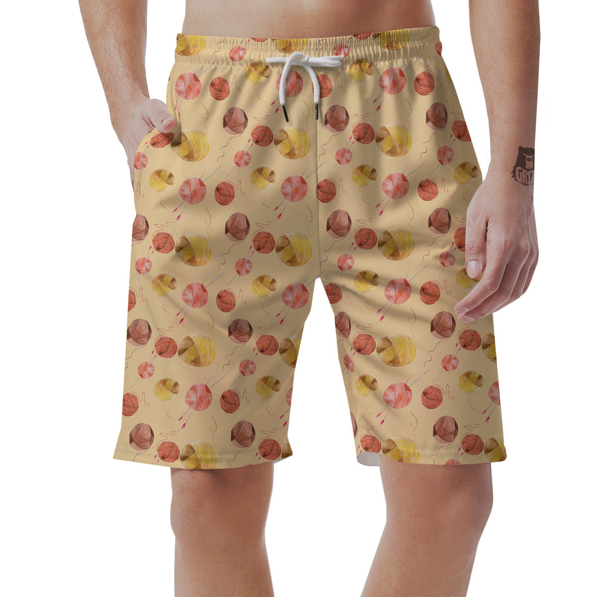 Yarn Watercolor Print Pattern Men's Shorts-grizzshop
