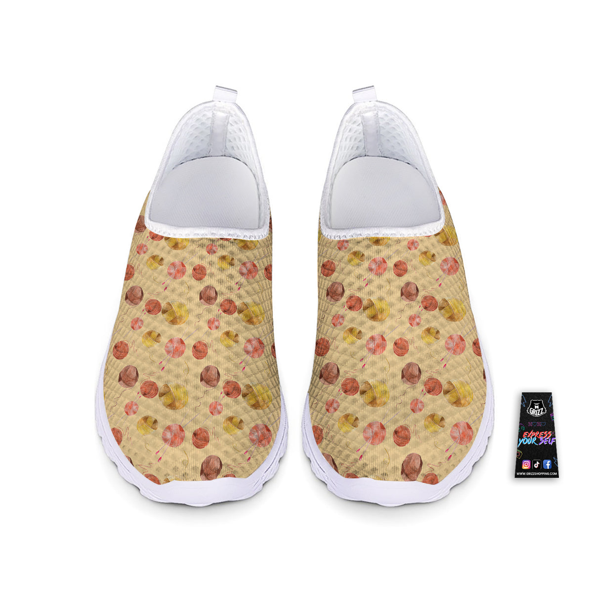 Yarn Watercolor Print Pattern Nurse Shoes-grizzshop