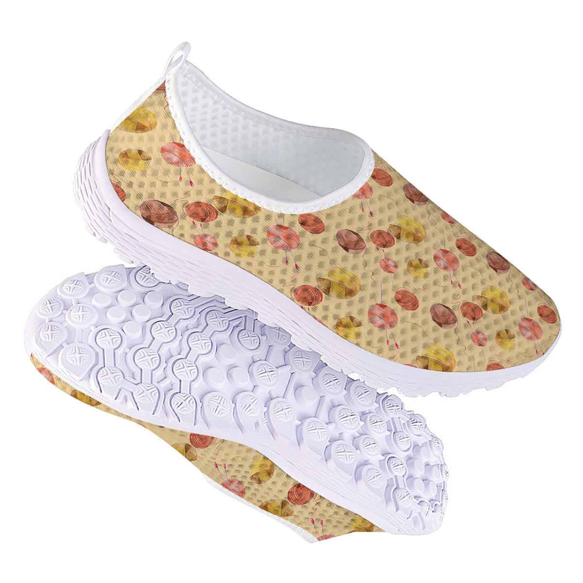 Yarn Watercolor Print Pattern Nurse Shoes-grizzshop