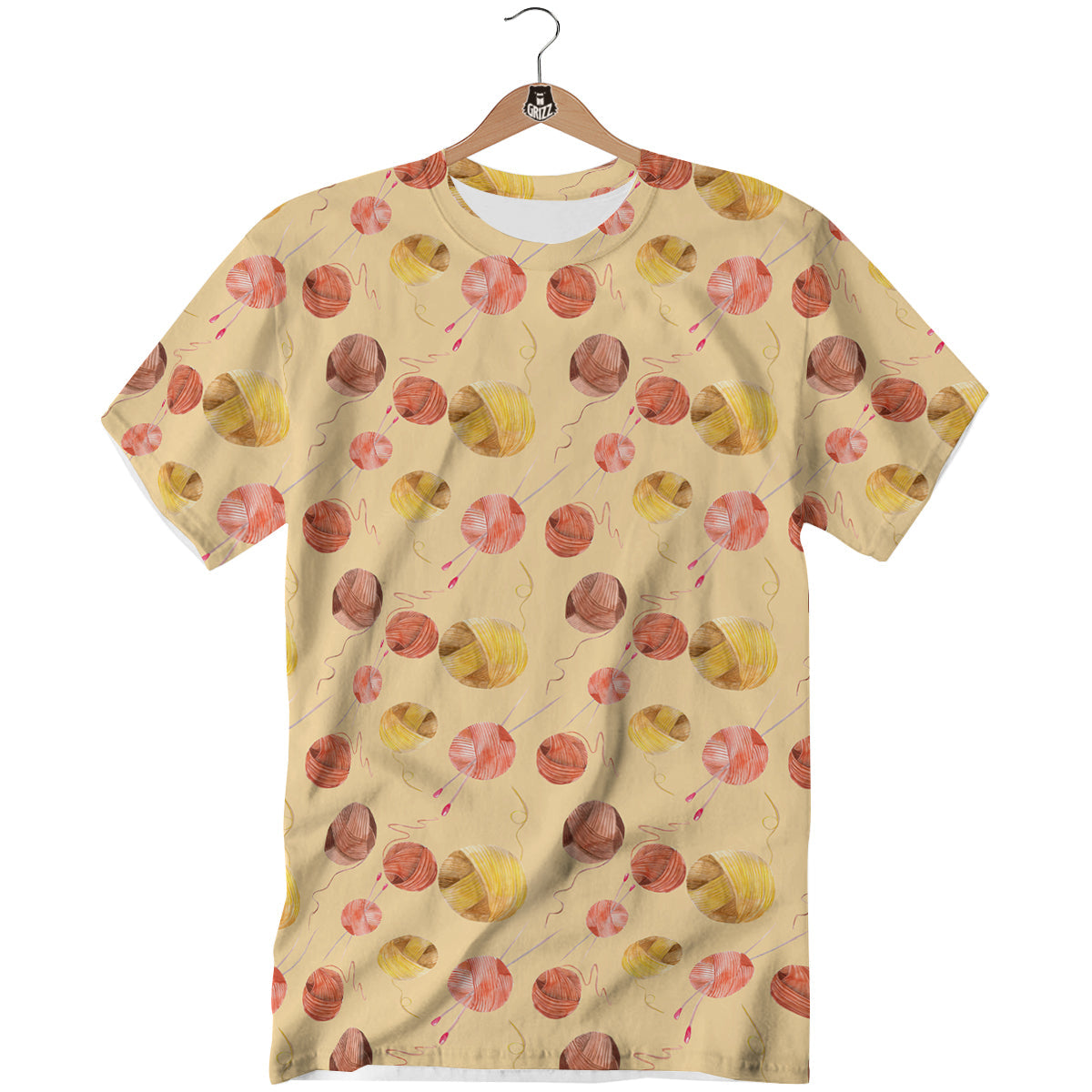 Yarn Watercolor Print Pattern T-Shirt-grizzshop