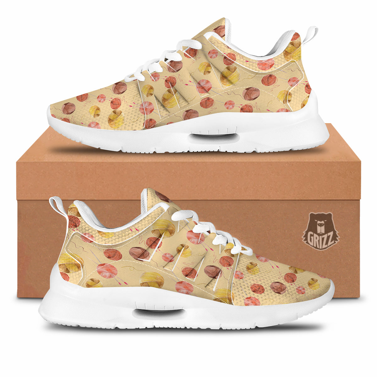 Yarn Watercolor Print Pattern Tennis Shoes-grizzshop