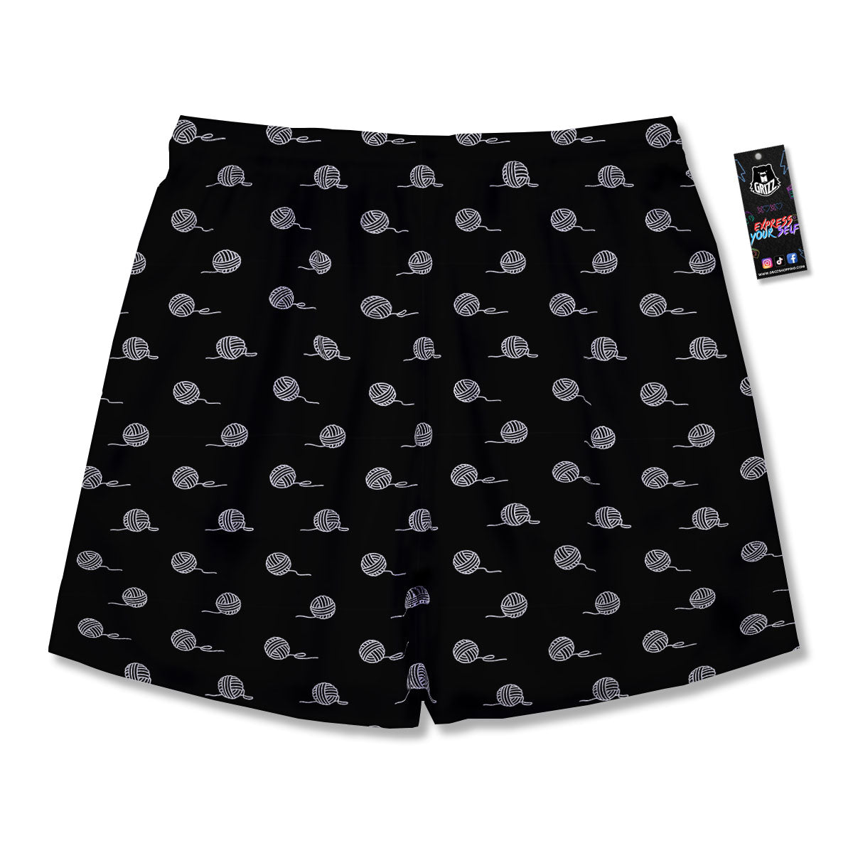 Yarn White And Black Print Pattern Men's Running Shorts-grizzshop