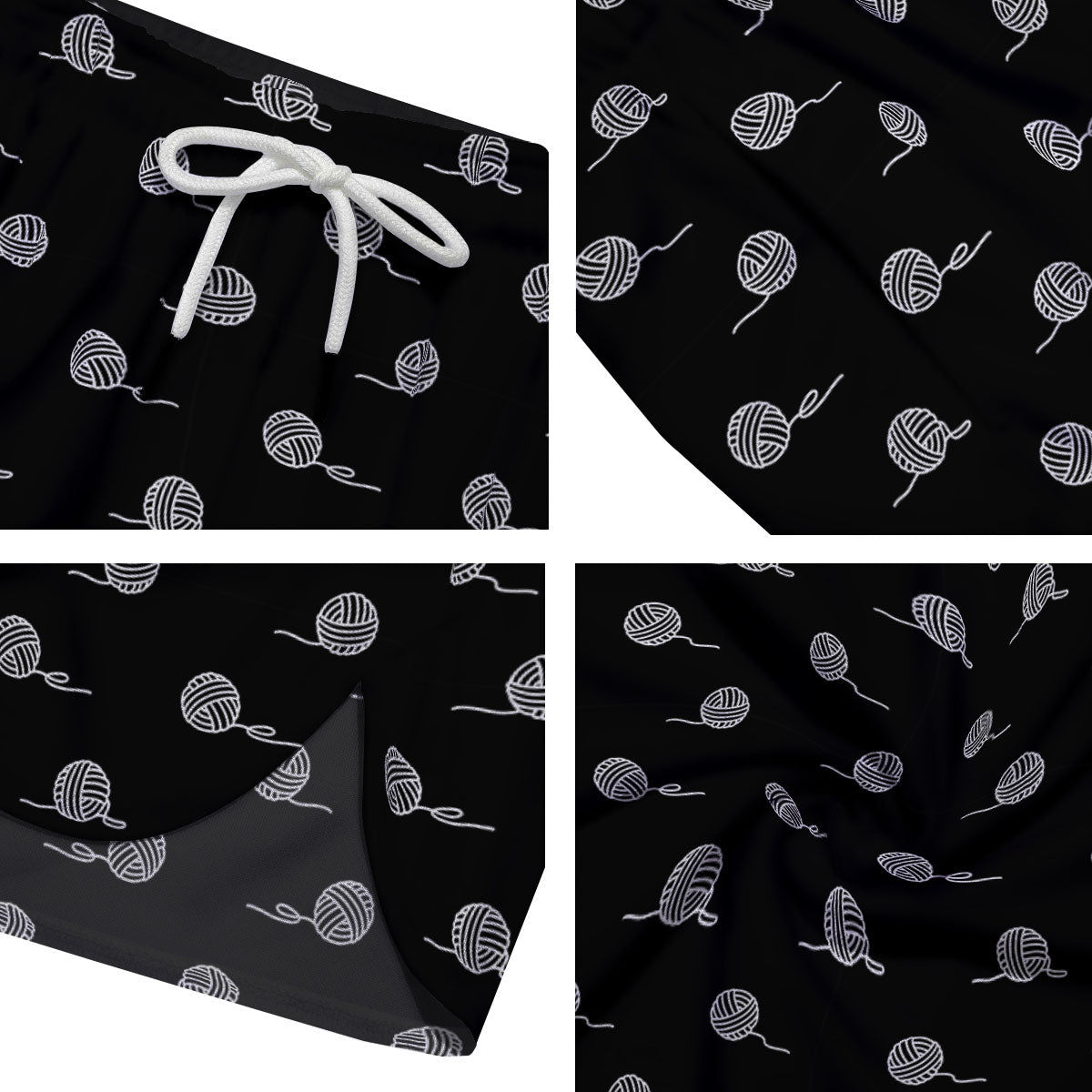 Yarn White And Black Print Pattern Men's Running Shorts-grizzshop