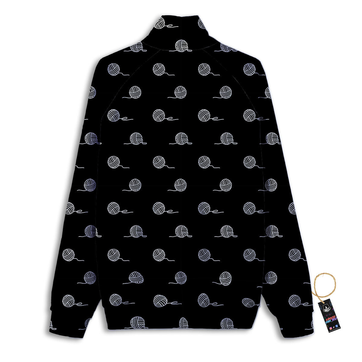 Yarn White And Black Print Pattern Track Jacket-grizzshop