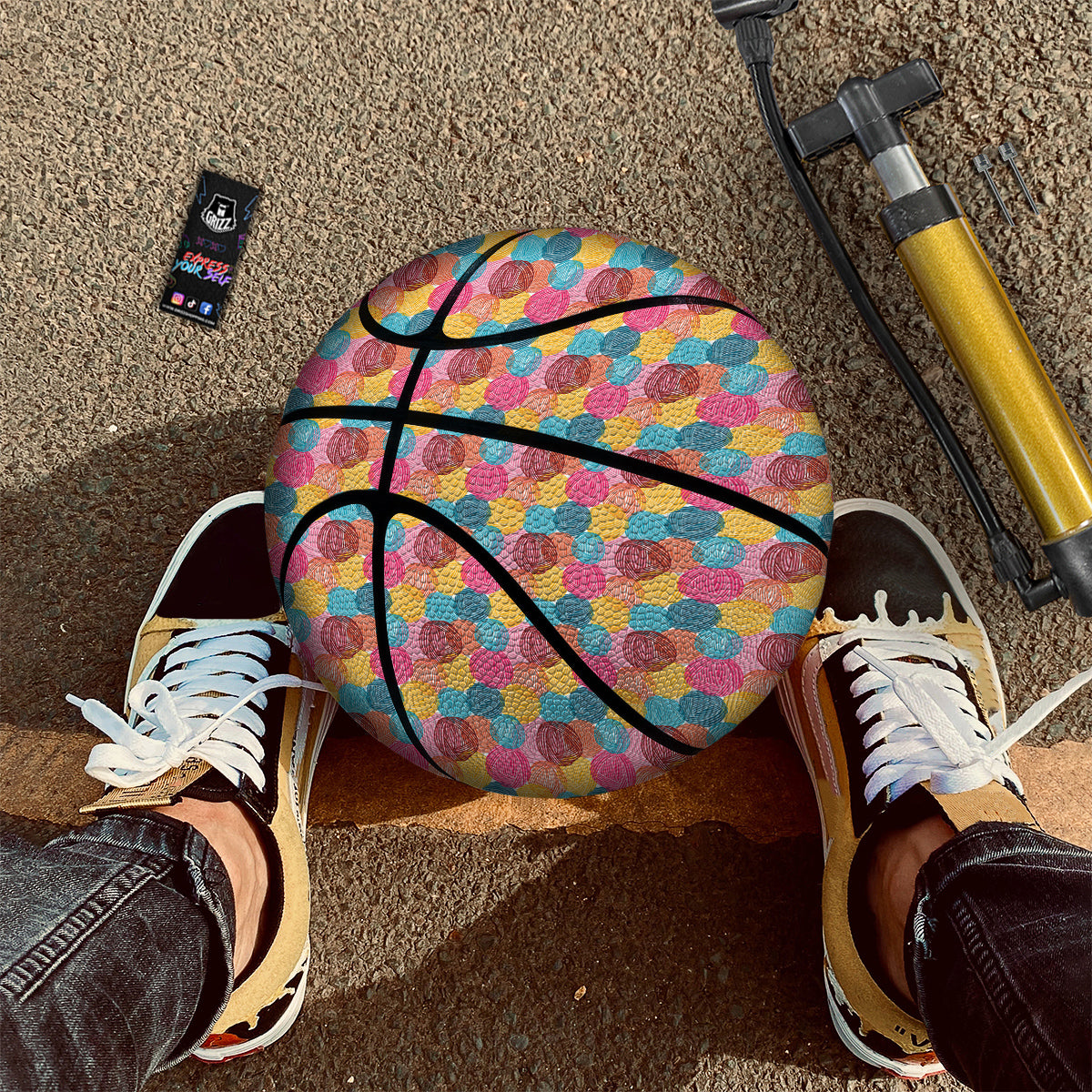 Yarn Balls Colorful Print Basketball