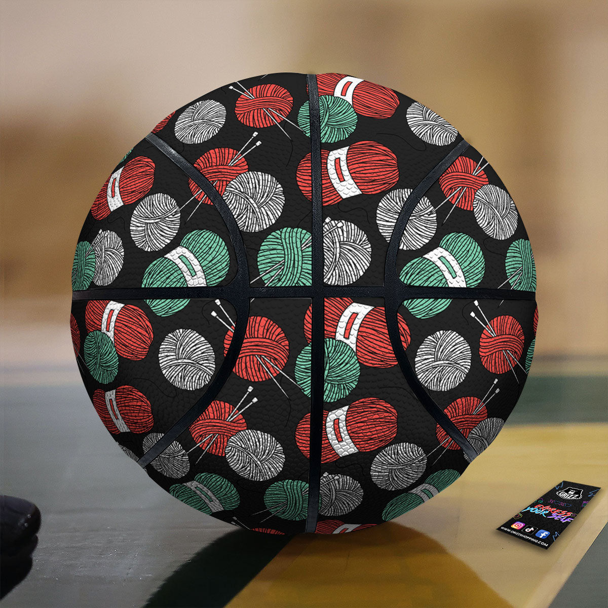 Yarn Knitting Print Pattern Basketball