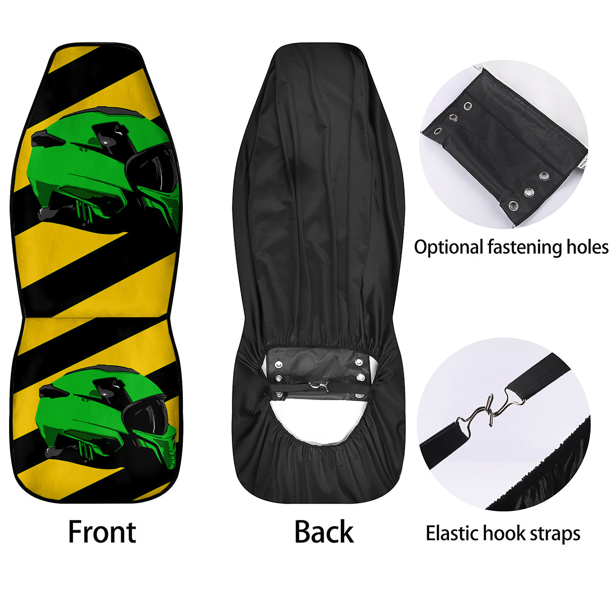 Yellow And Green Helmet Print Car Seat Covers-grizzshop