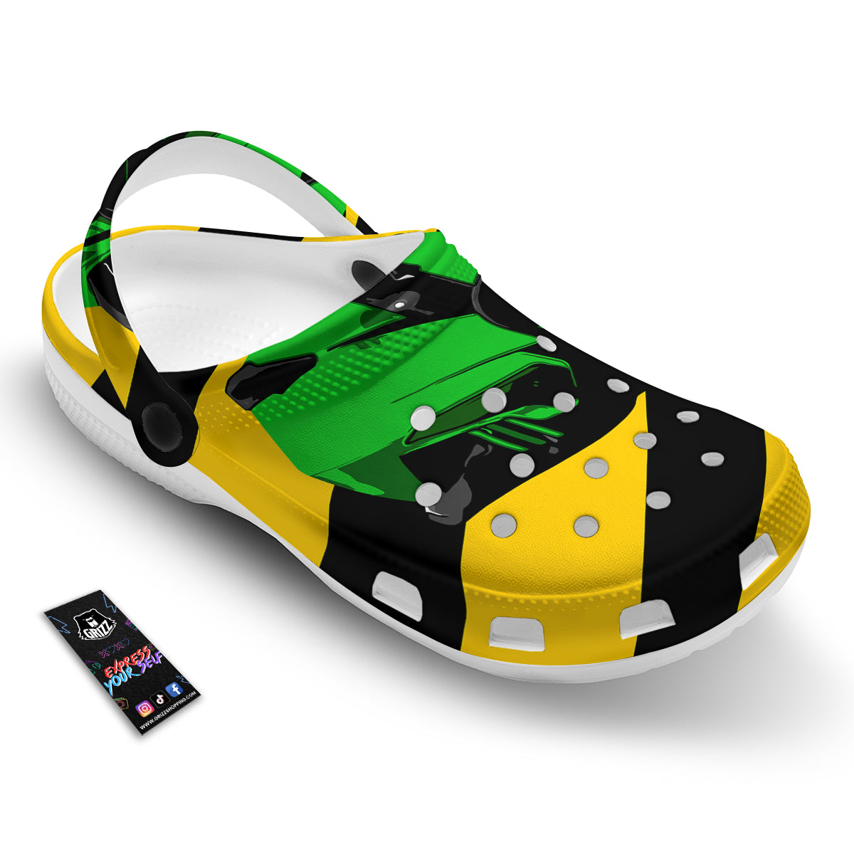 Yellow And Green Helmet Print Clog-grizzshop