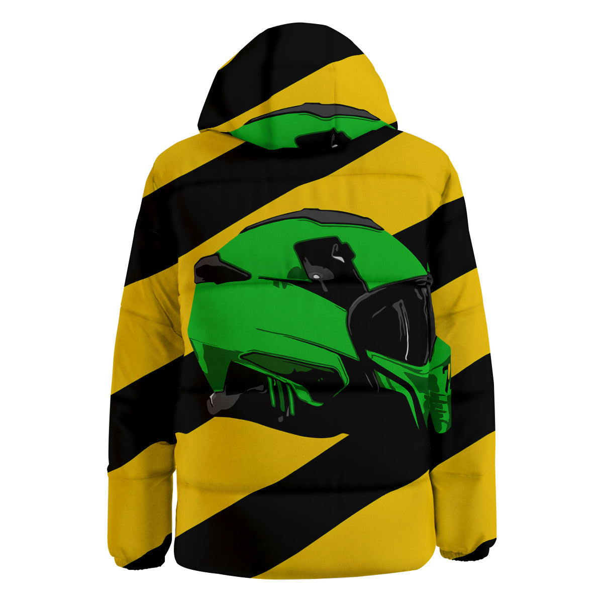 Yellow And Green Helmet Print Down Jacket-grizzshop