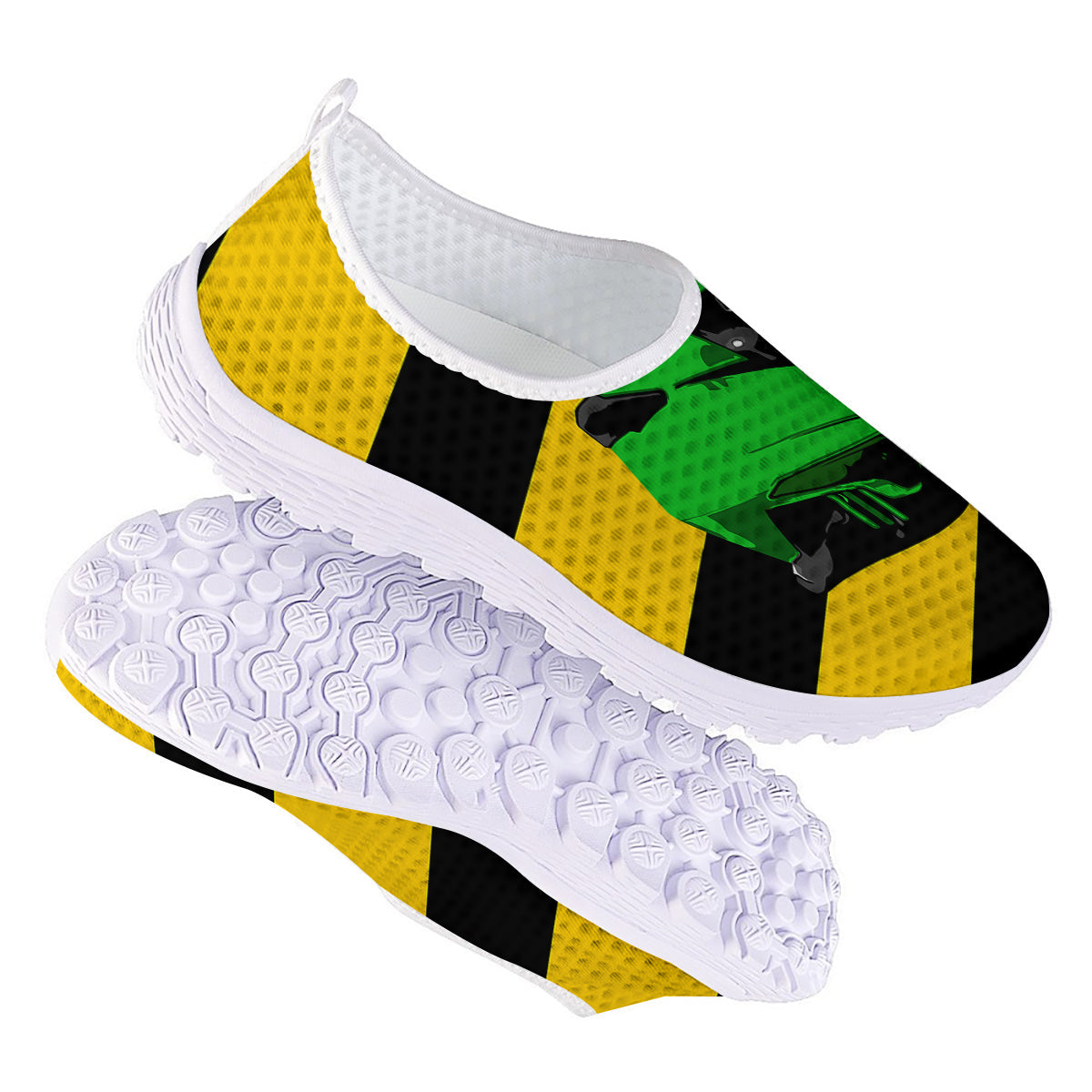 Yellow And Green Helmet Print Nurse Shoes-grizzshop