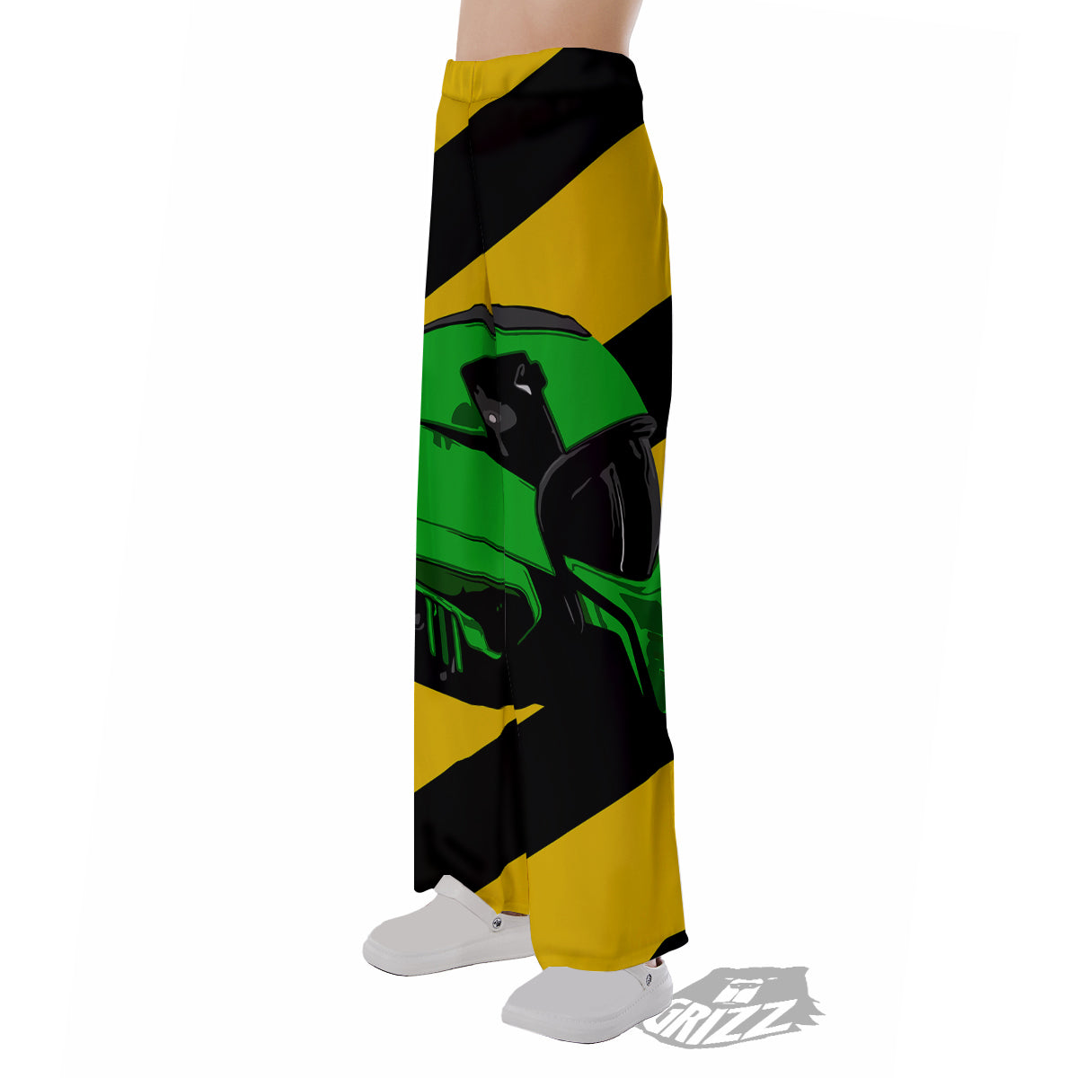 Yellow And Green Helmet Print Pajama Pants-grizzshop
