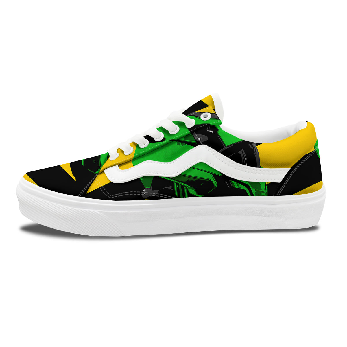 Yellow And Green Helmet Print Skate Shoes-grizzshop