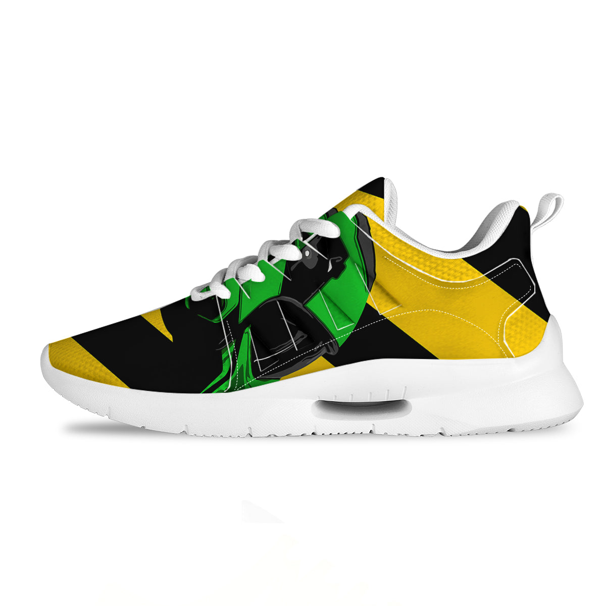 Yellow And Green Helmet Print Tennis Shoes-grizzshop