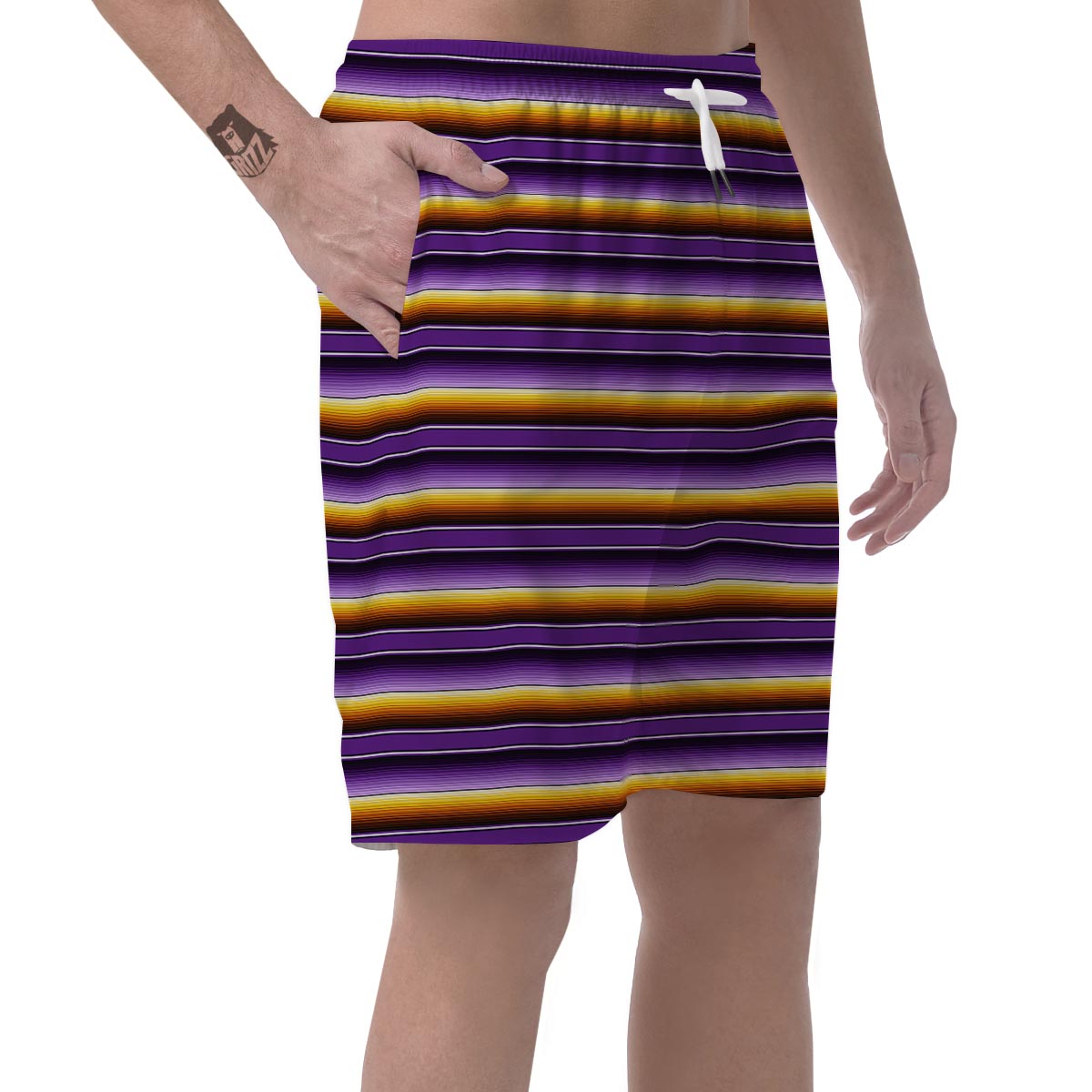 Yellow And Purple Mexican Baja Men's Shorts-grizzshop