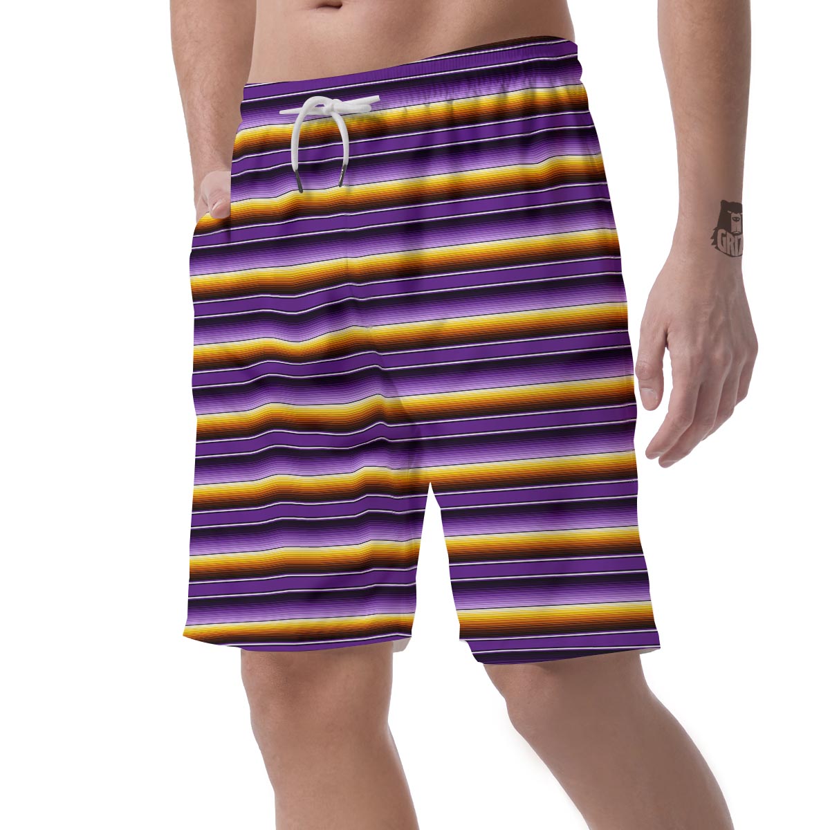 Yellow And Purple Mexican Baja Men's Shorts-grizzshop