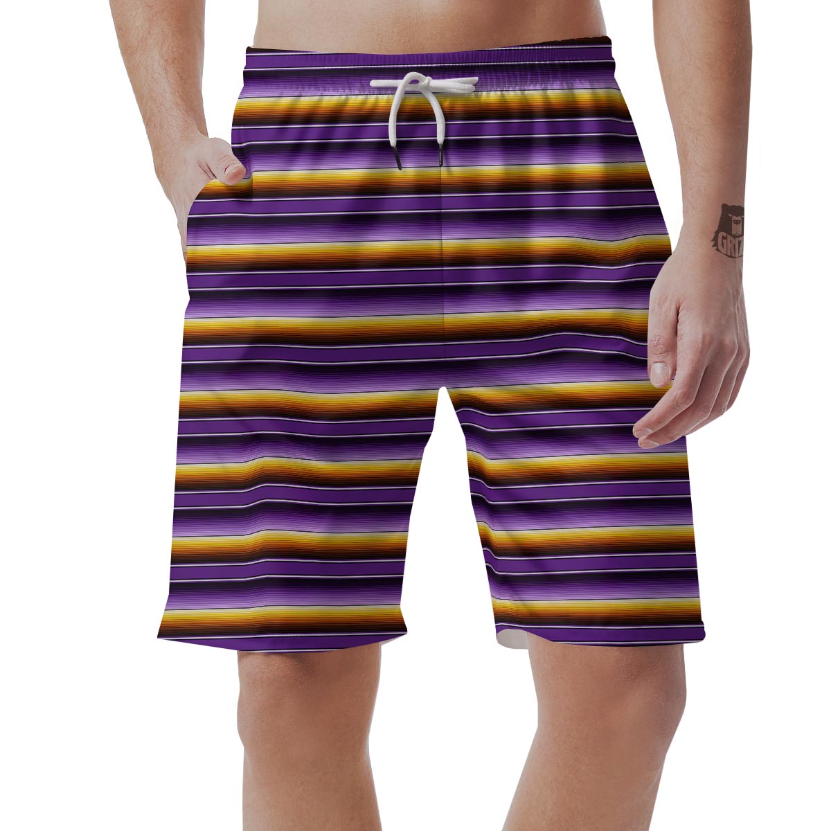 Yellow And Purple Mexican Baja Men's Shorts-grizzshop