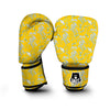 Yellow And White Chinoiserie Print Pattern Boxing Gloves-grizzshop